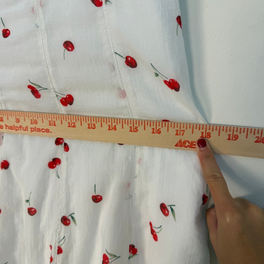 Abercrombie Kids Cherry Print Dress Kids 17/18 White‎ Cotton Pockets Cottagecore - Picture 7 of 10
